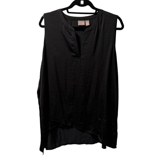 Chicos Womens Black Sleeveless V-Neck Tunic Size XL Polyester blouse top tunic - Picture 5 of 10